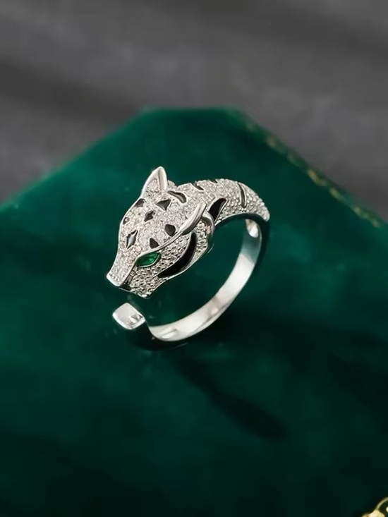 Anthropologie Jewelry - Silver Panther Ring with Green Stone Eyes